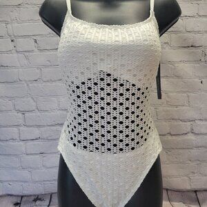 Carmen Marc Valvo Women's Crochet Scoop-Neck One-Piece Swimsuit- White